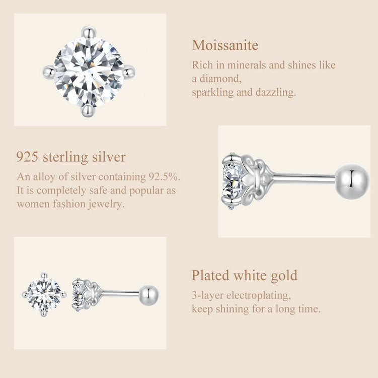 Patterned Spiral Ball Moissanite Studs