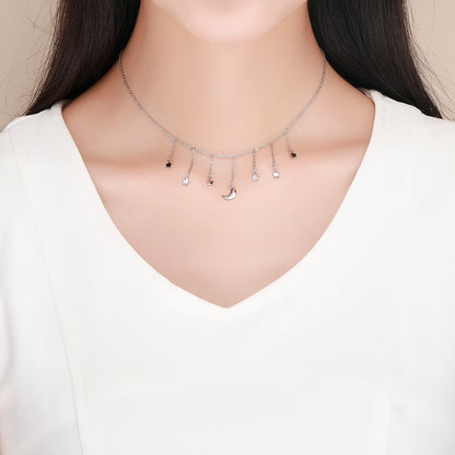 Starry Moon Sterling Silver Necklace