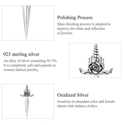 Rose Dagger Stud Earrings