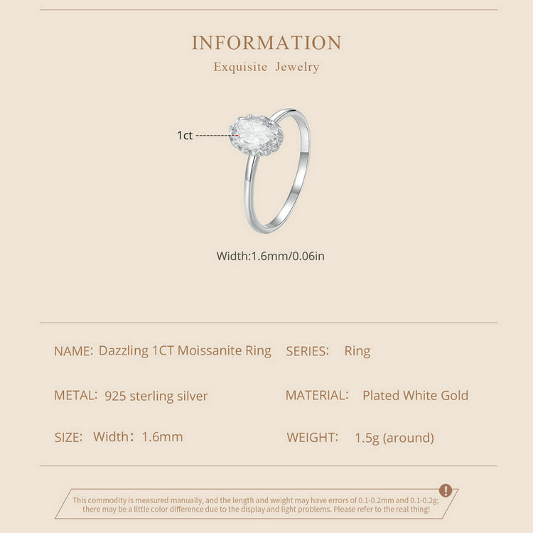 Radiant Beauty 1 Carat Moissanite Ring