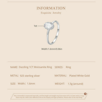 Radiant Beauty 1 Carat Moissanite Ring