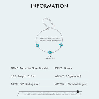 Turquoise Clover Charm Bracelet