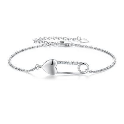 Heart-Shaped Safety Pin Bracelet