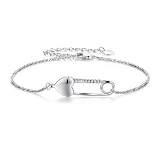 Heart-Shaped Safety Pin Bracelet