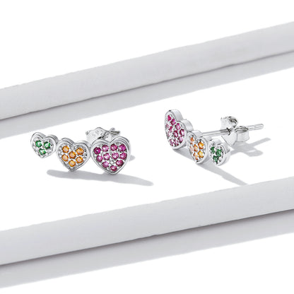 Multicolor Heart Stud Earrings