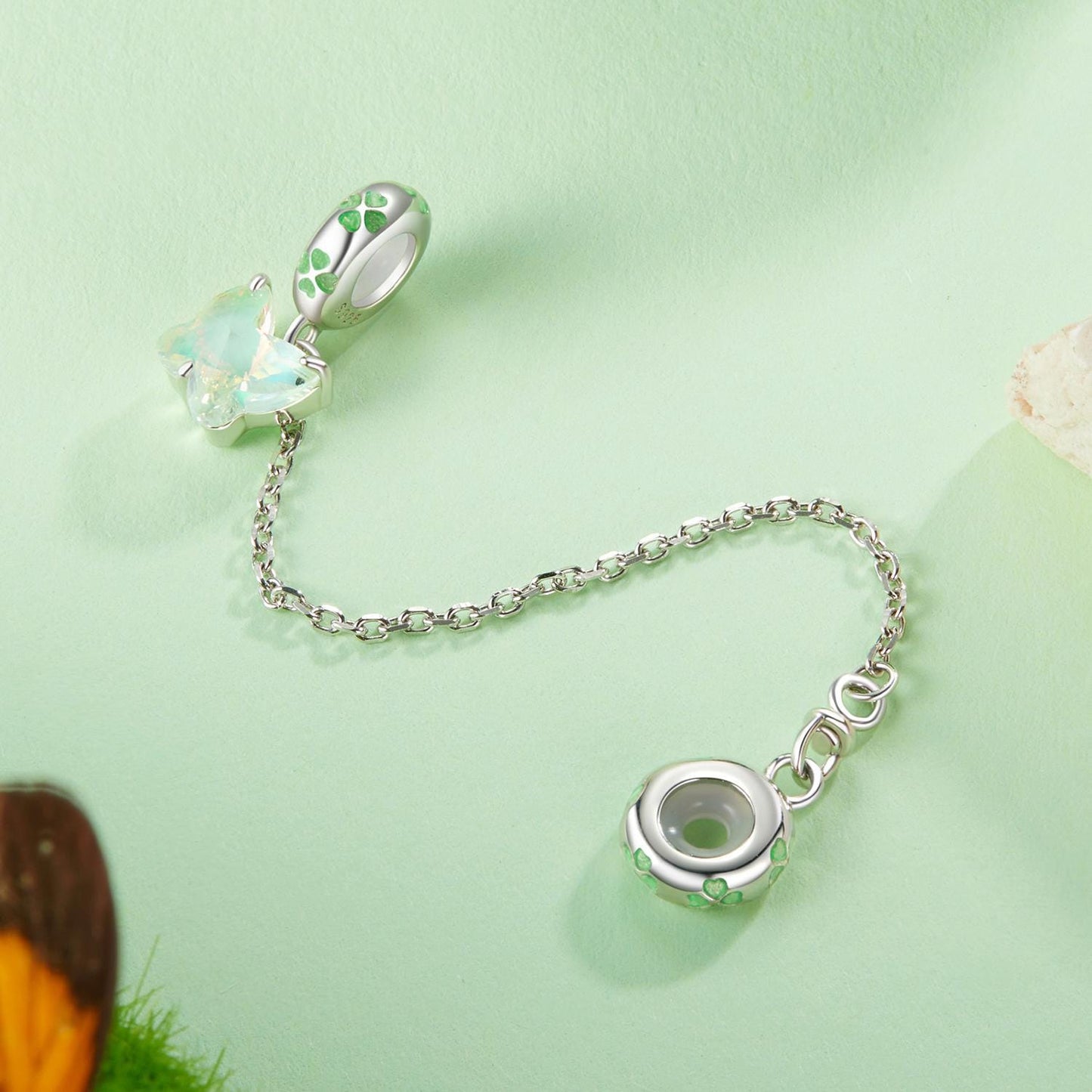 Green Butterfly Safety Chain Charm
