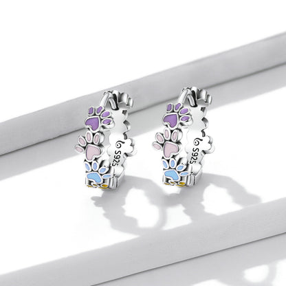 Colorful Paw Stud Earrings