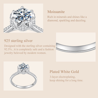 1CT Floral Moissanite Wedding Ring
