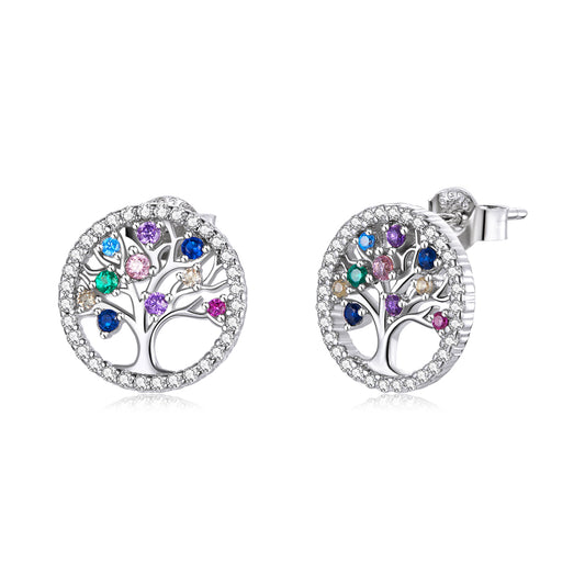 Rainbow Tree Stud Earrings