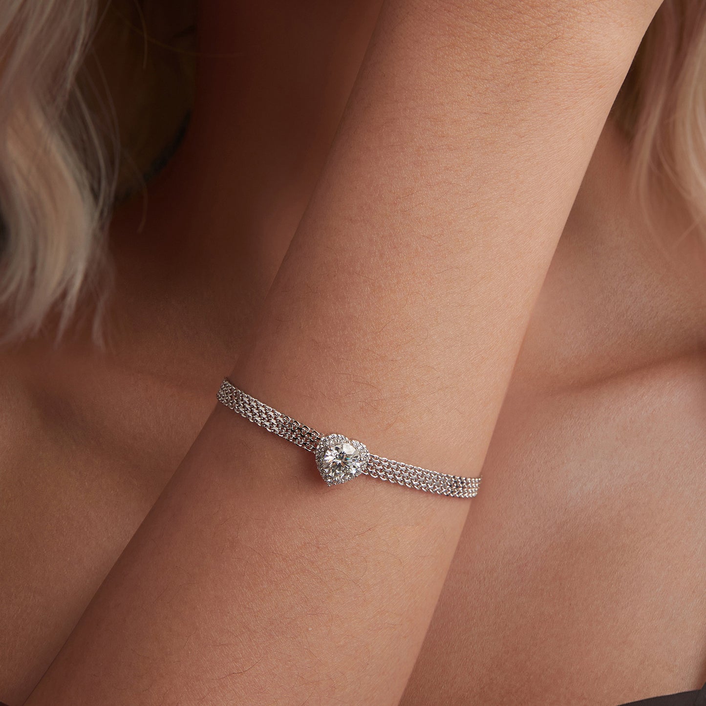 Woven Heart Moissanite Bracelet