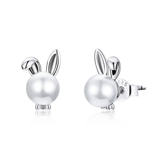 Compact Rabbit Hoop Earrings