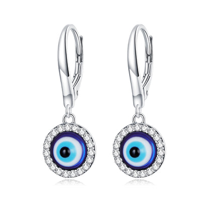 Resin Evil Eye Spring Clip Earrings
