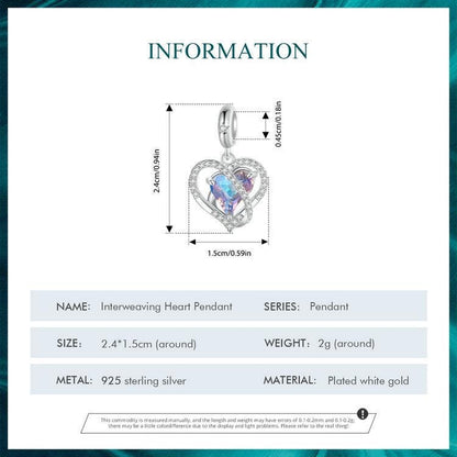 Interweaving Heart Pendant Charm