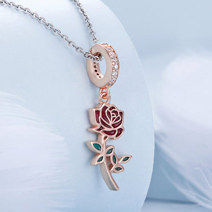 Red Rose Hanging Bead Charm
