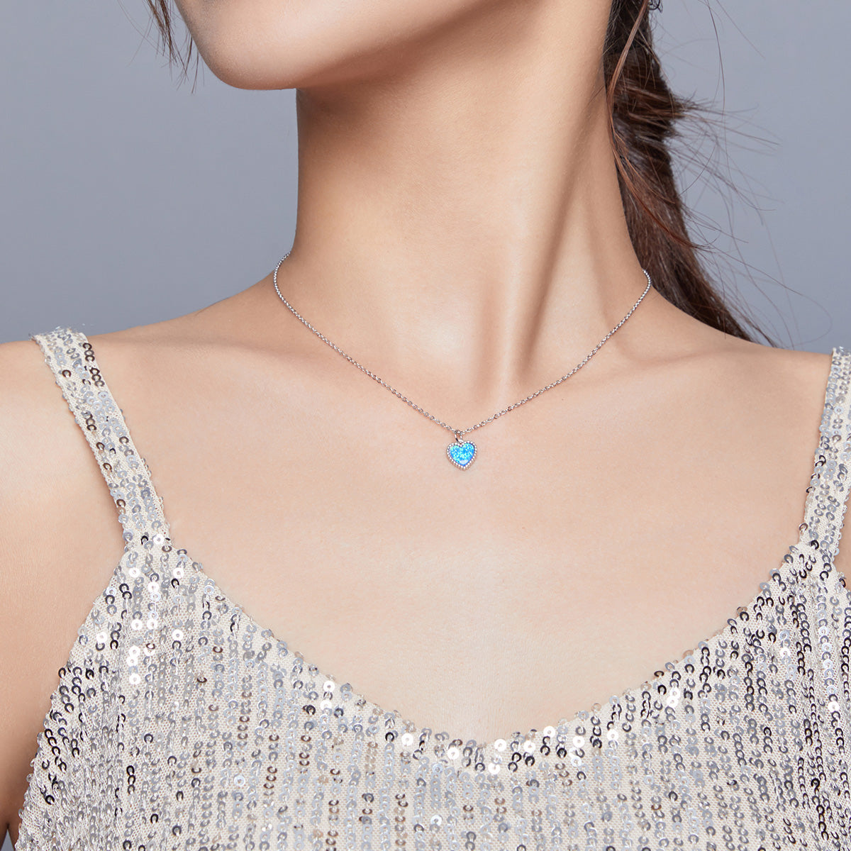 Deep Blue Heart Necklace