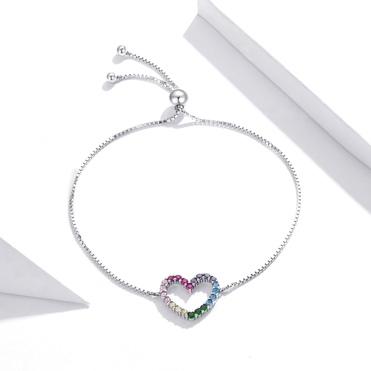 Rainbow Heart Charm Bracelet