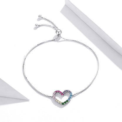 Rainbow Heart Charm Bracelet