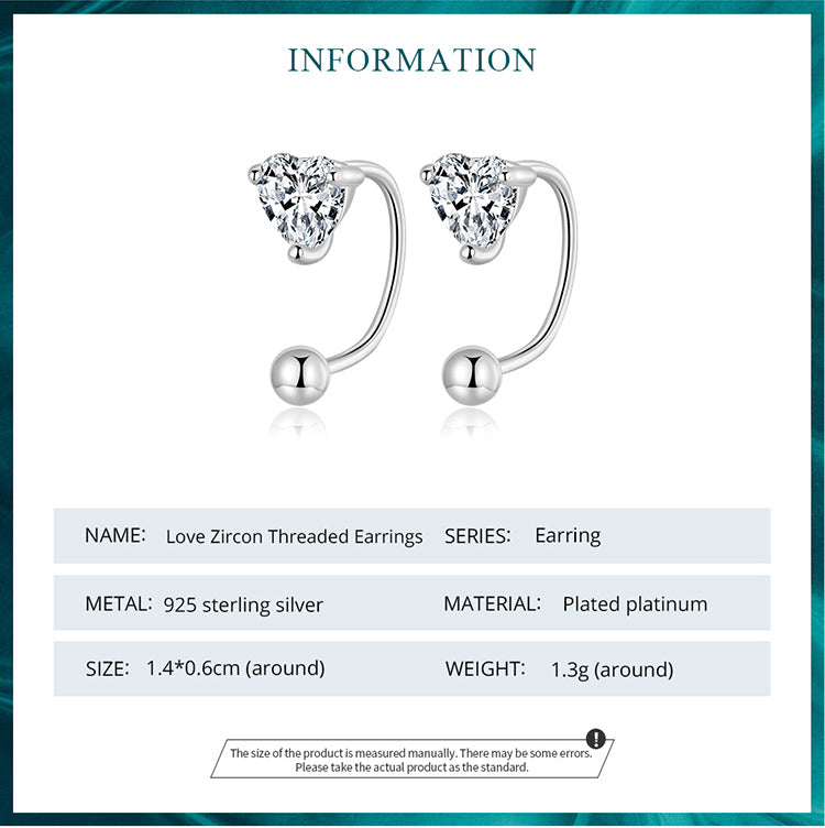 Heart-shaped Threader Studs