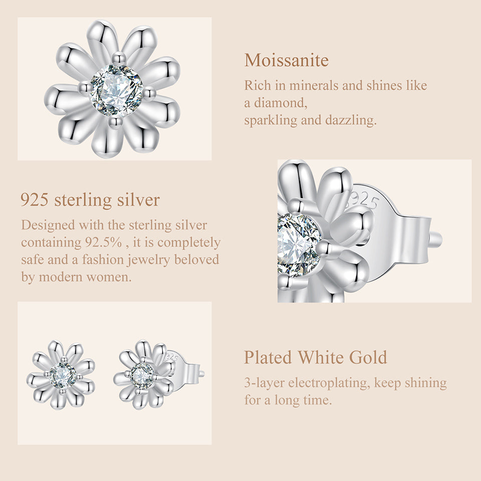 Daisy Moissanite Studs