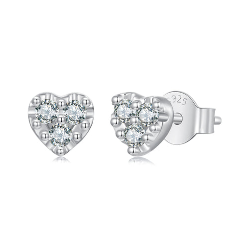 Mini Heart Moissanite Studs