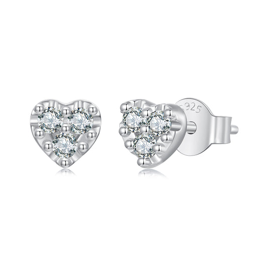 Mini Heart Moissanite Studs