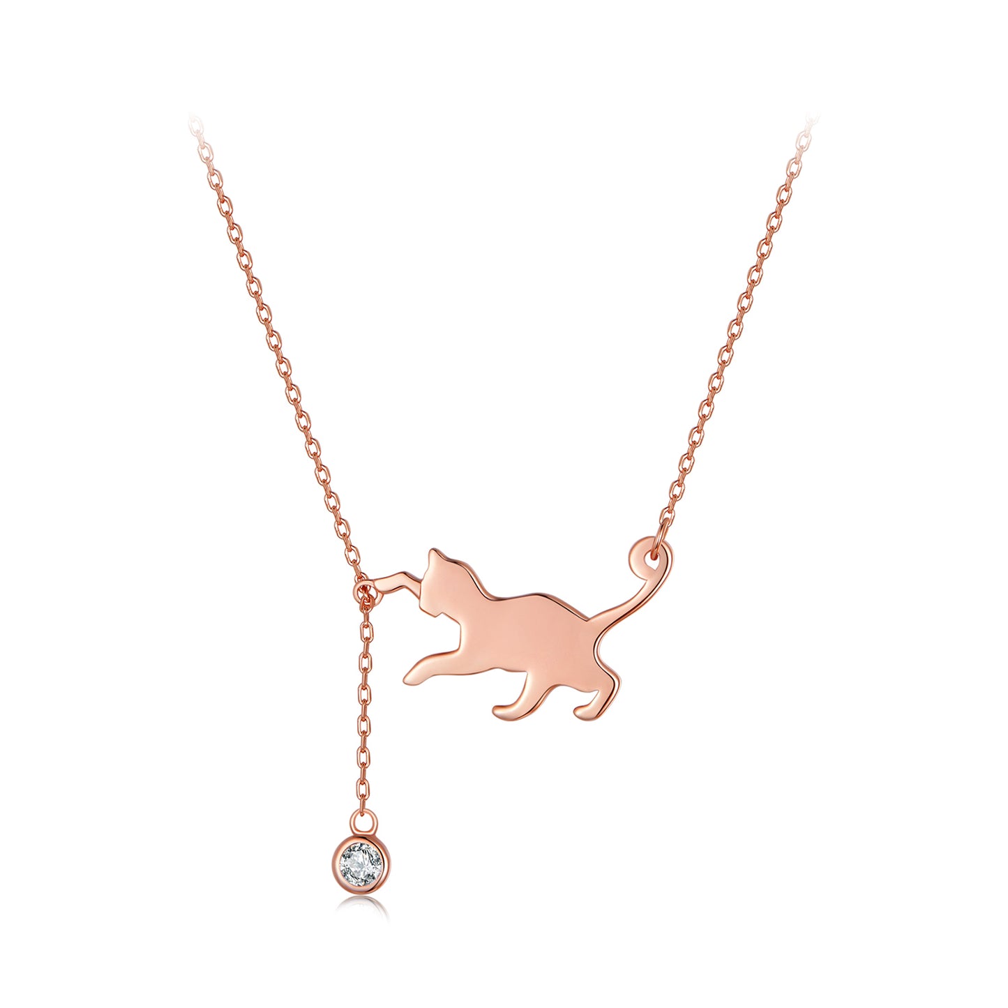 Mischievous Cat Sterling Silver Necklace