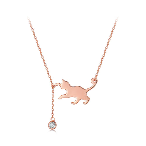 Mischievous Cat Sterling Silver Necklace