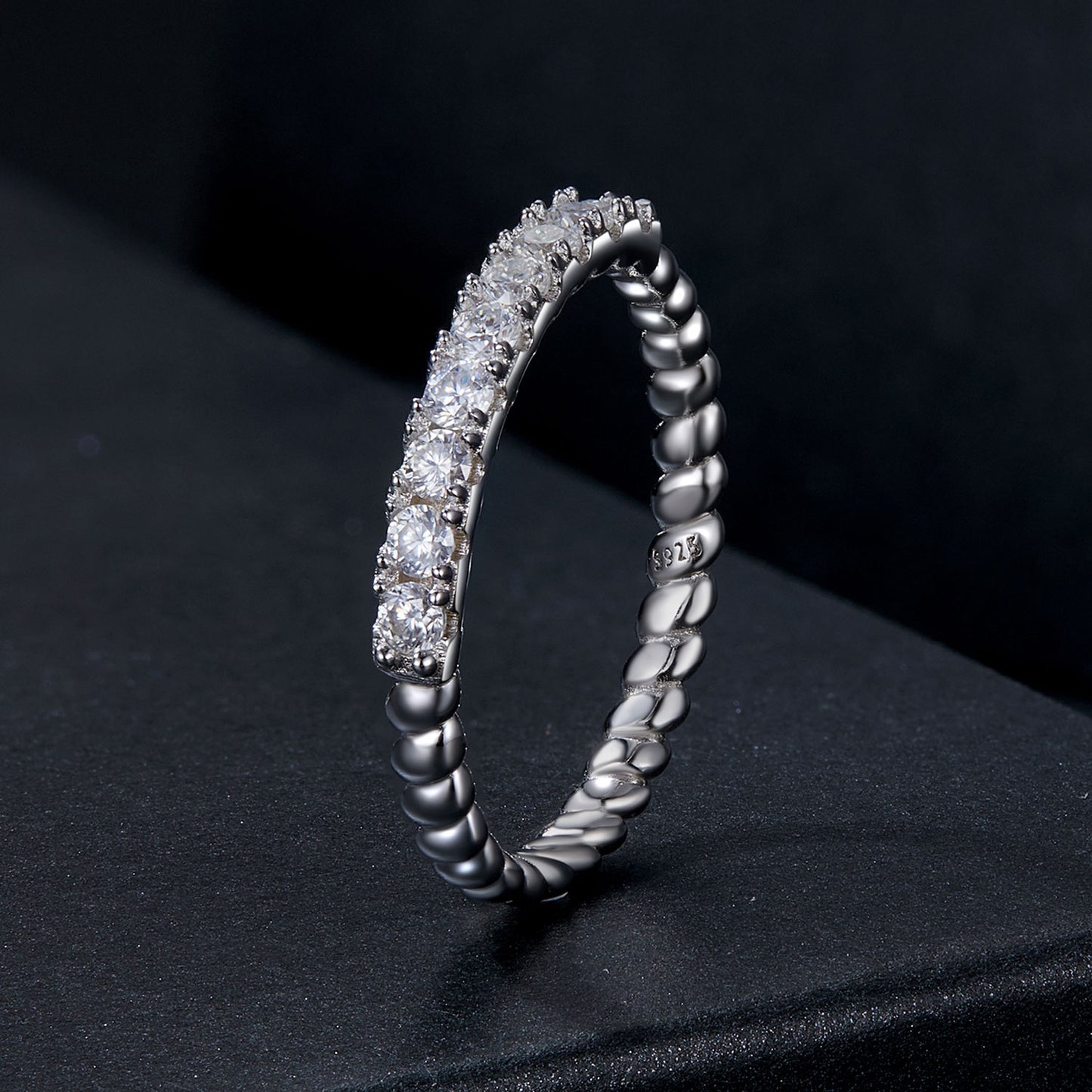 Textured Moissanite Ring