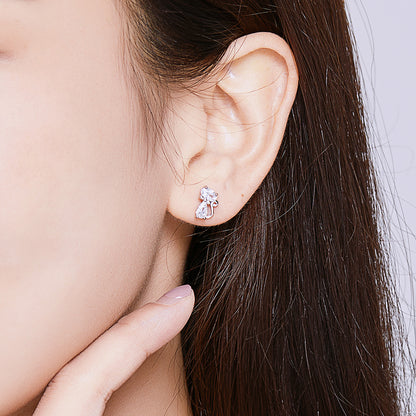 Square Gemstone Cat Stud Earrings