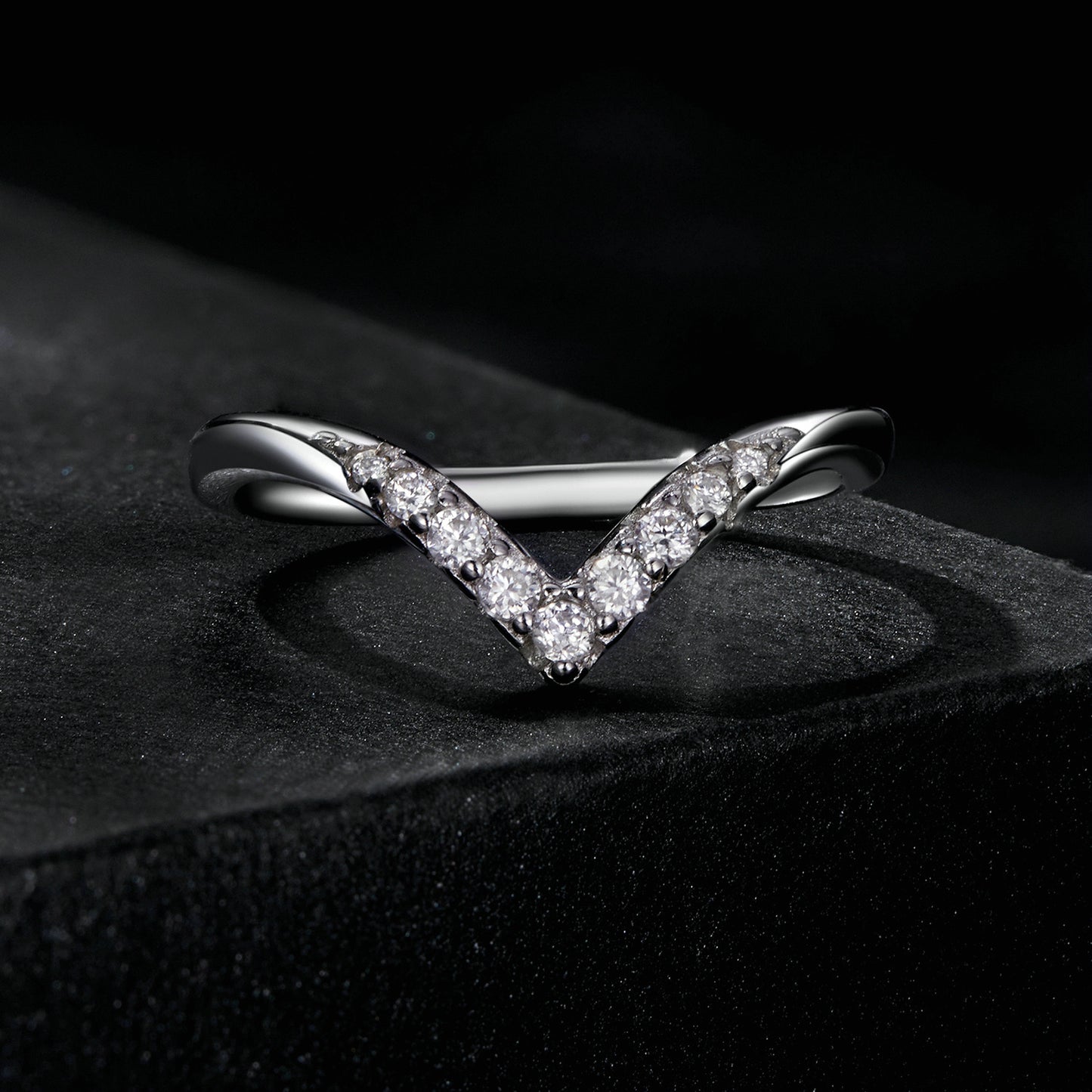 V-Shaped Moissanite Ring