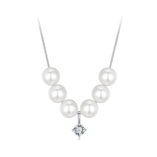 Dynamic Pearl Moissanite Collarbone Necklace