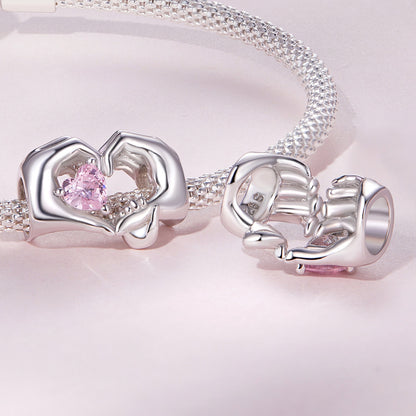Hand Heart Bead Charm