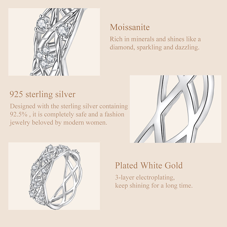 Clover Vine Lucky Moissanite Ring