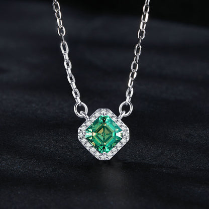 0.6ct Emerald-Cut Green Moissanite Necklace
