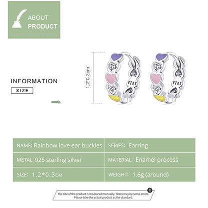 Rainbow Heart Ear Climbers