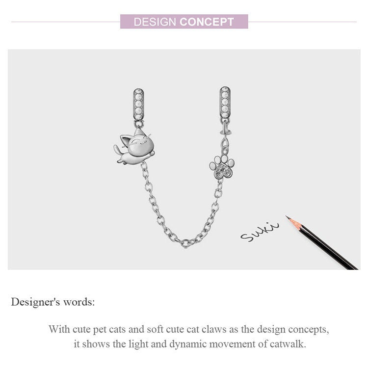 Cat and Claw Safety Chain Charm