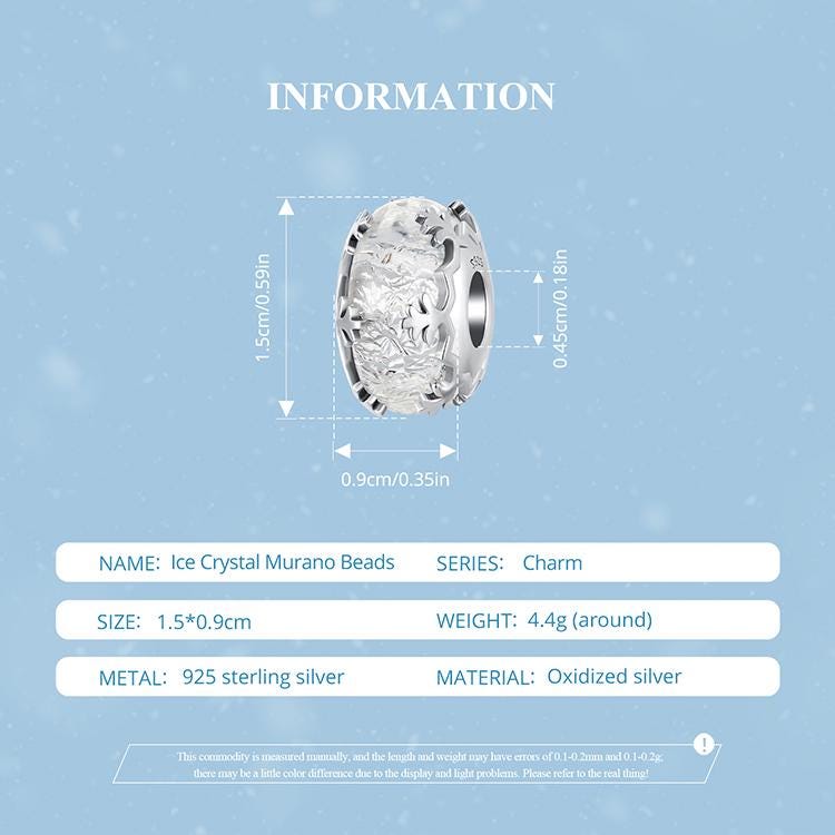 Ice Crystal Murano Beads Charm