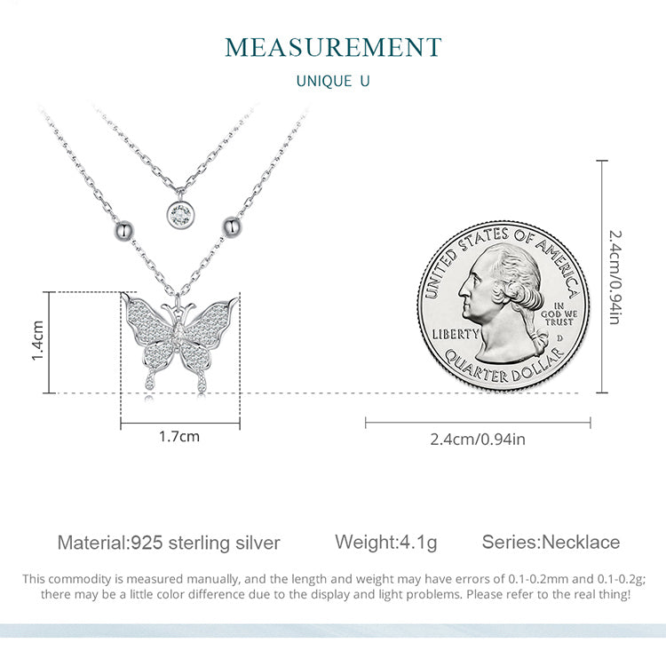 Double-layer Fringe Butterfly Necklace