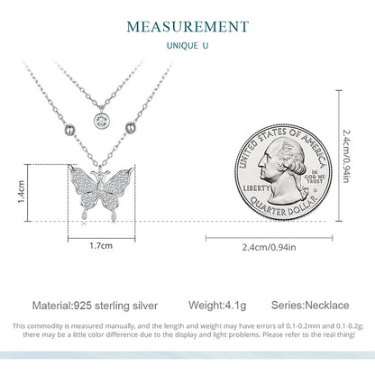 Double-layer Fringe Butterfly Necklace