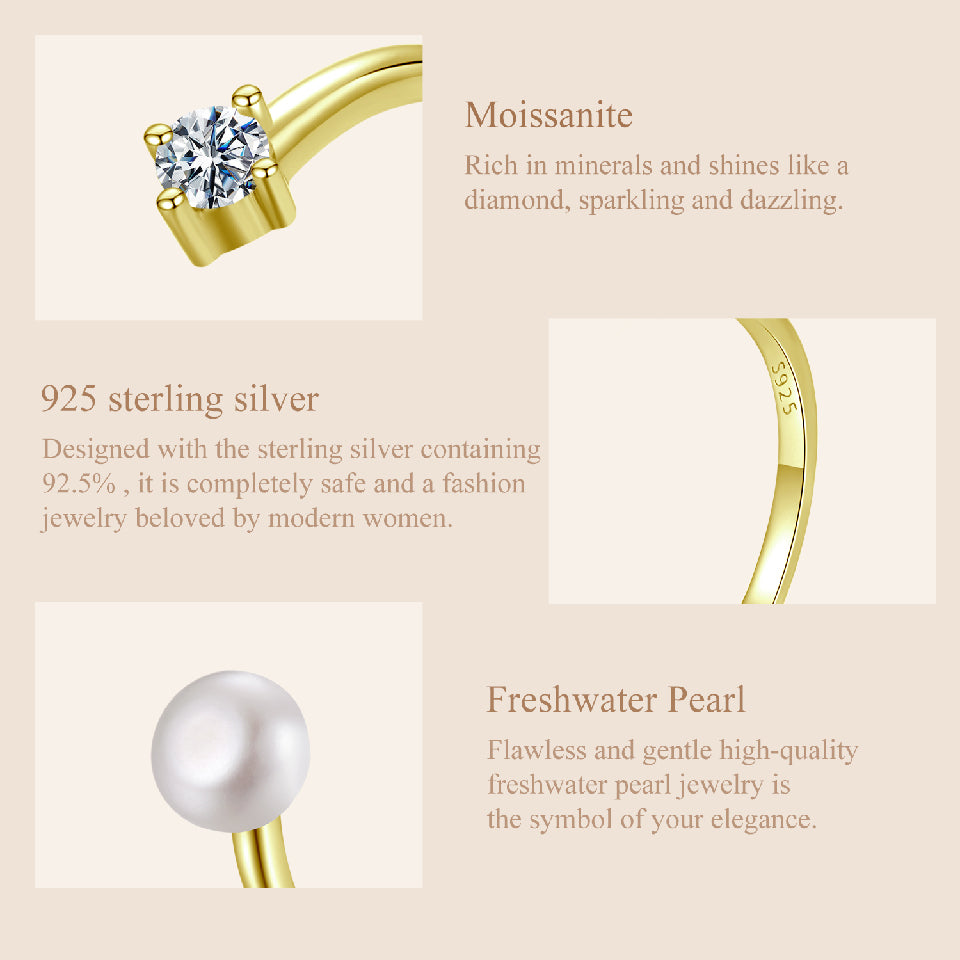 Pearl Moissanite Adjustable Ring