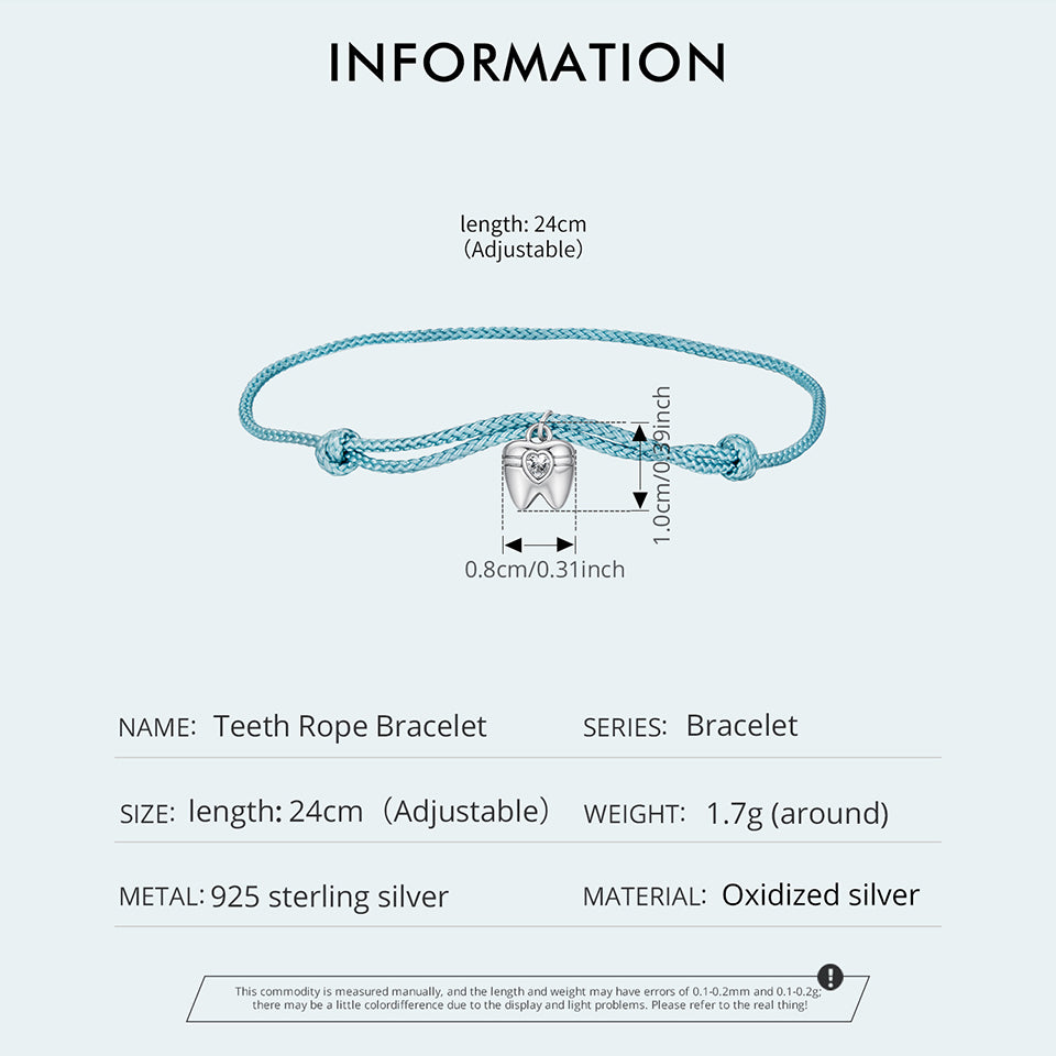 Elegant Fang Charm Cord Bracelet