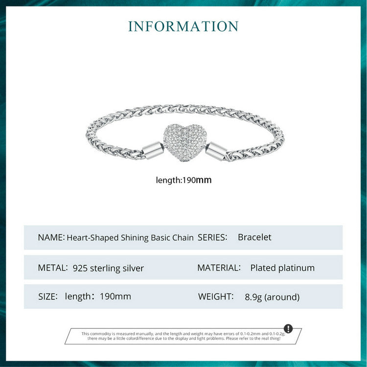 Sparkling Heart-Shaped Basic Bracelet