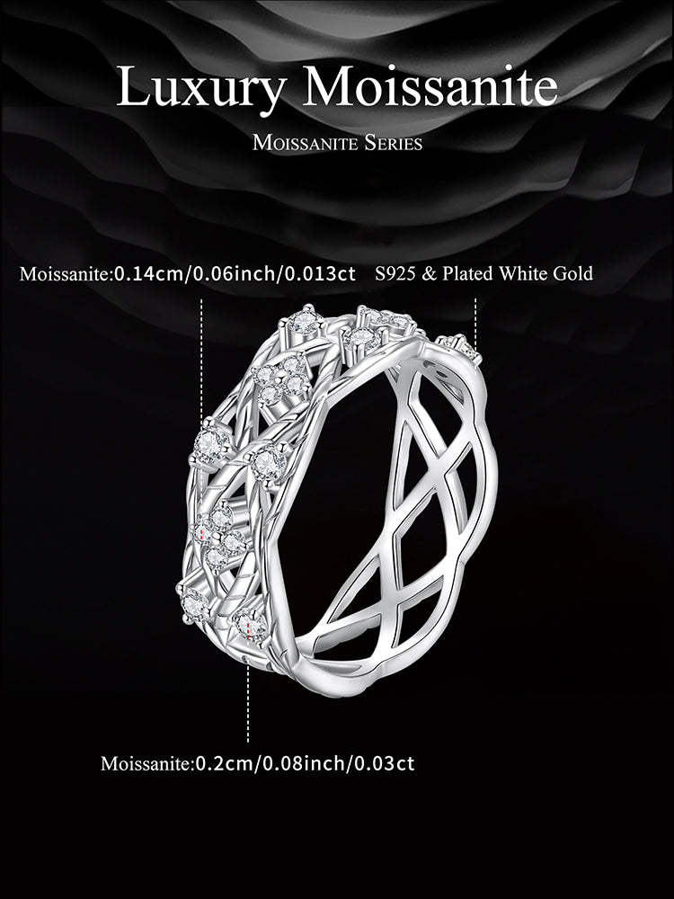 Clover Vine Lucky Moissanite Ring