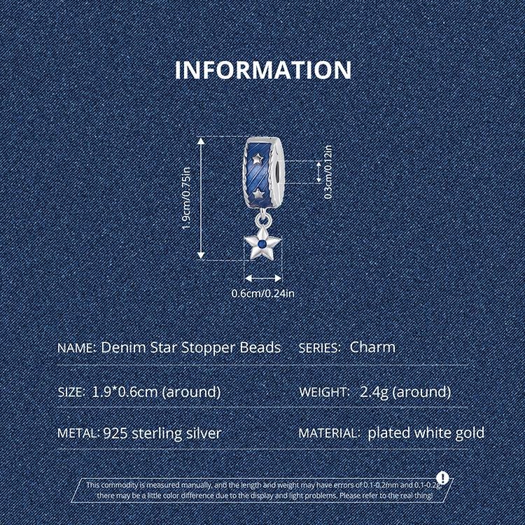 Denim Star Stopper Beads Charm