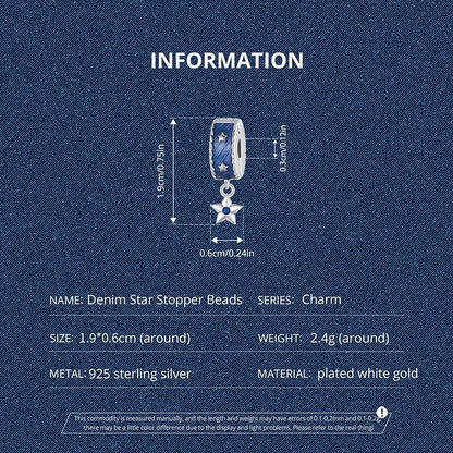 Denim Star Stopper Beads Charm