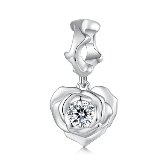 Rose Heart Pendant Charm