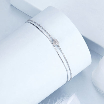 Double-Layer Sparkling Heart Bracelet