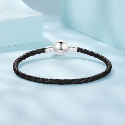 Beaded Clasp Leather Cord Bracelet