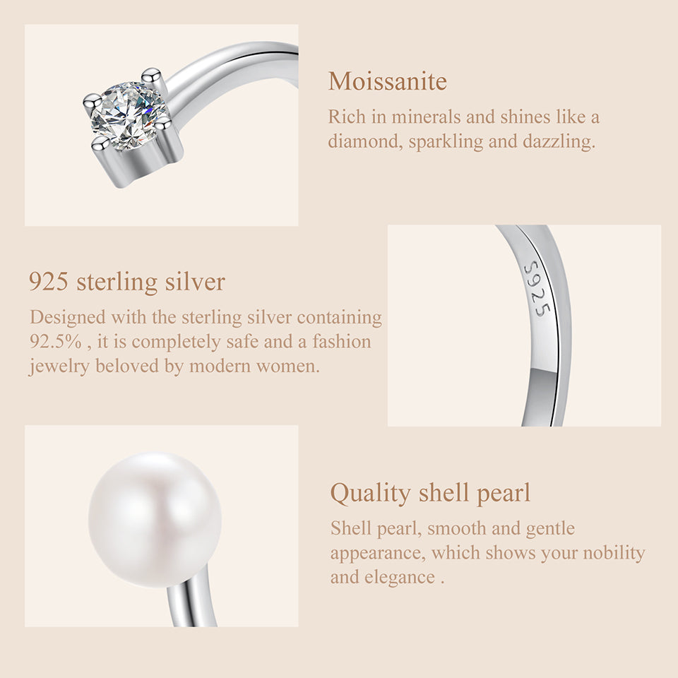 Pearl Moissanite Adjustable Ring