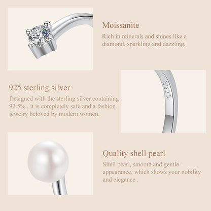 Pearl Moissanite Adjustable Ring